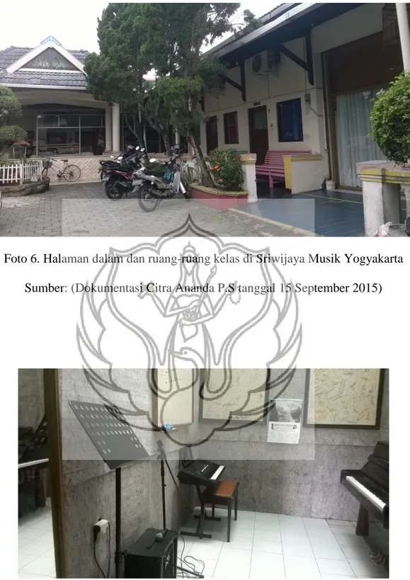 Foto 6. Halaman dalam dan ruang-ruang kelas di Sriwijaya Musik Yogyakarta  Sumber: (Dokumentasi Citra Ananda P.S tanggal 15 September 2015) 