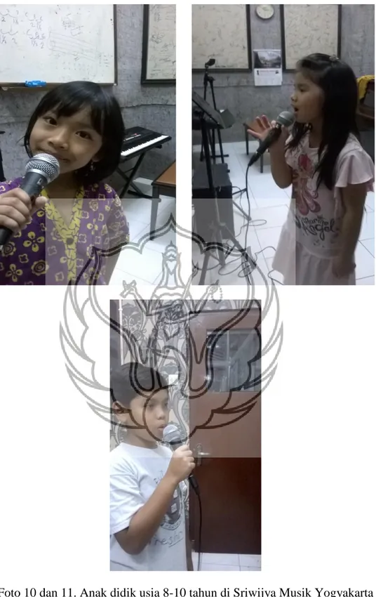 Foto 10 dan 11. Anak didik usia 8-10 tahun di Sriwijya Musik Yogyakarta  Sumber: (Dokumentasi Citra Ananda P.S tanggal 09 dan 12 Februari 2015) 