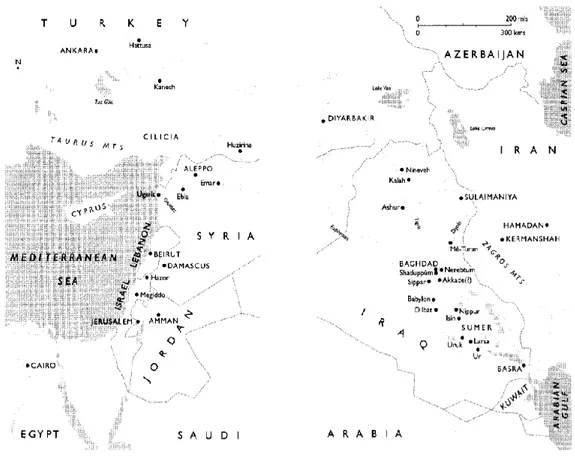 Gambar II.4 Letak kota-kota kuno di peta zaman sekarang. 