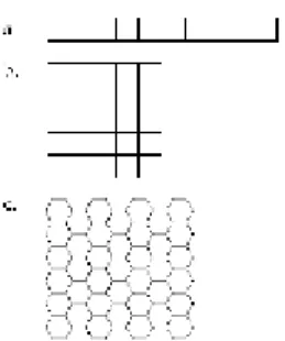 Gambar  2.6 susunan  sel-sel  cellular  automata  Segi  empat  1 dimensi,  (b) segi empat  2 dimensi,  (c) segi 
