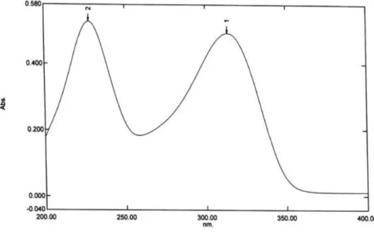 Gambar 4.  Spektrum  serapan  Ranitidin  Hidroklorida  pembanding  (konsentrasi  10  ppm)  dalam pelarut aquadestilata 