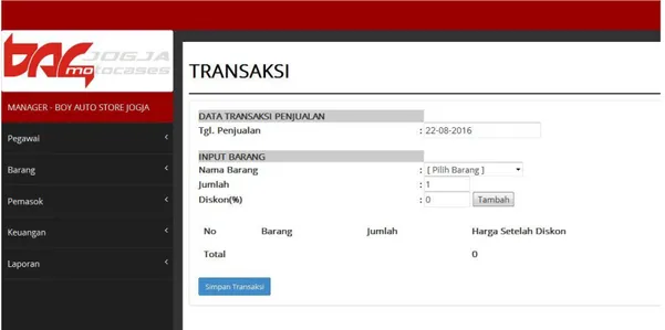 Gambar 4.10  Halaman transaksi penjualan 