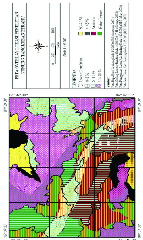 Gambar 2.  Peta Overlay Lokasi Penelitian Gunung Tangkuban Parahu