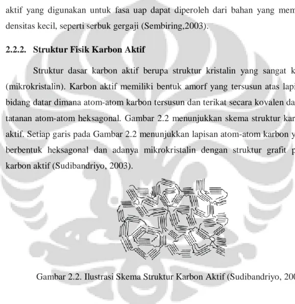 Gambar 2.2. Ilustrasi Skema Struktur Karbon Aktif (Sudibandriyo, 2003) 