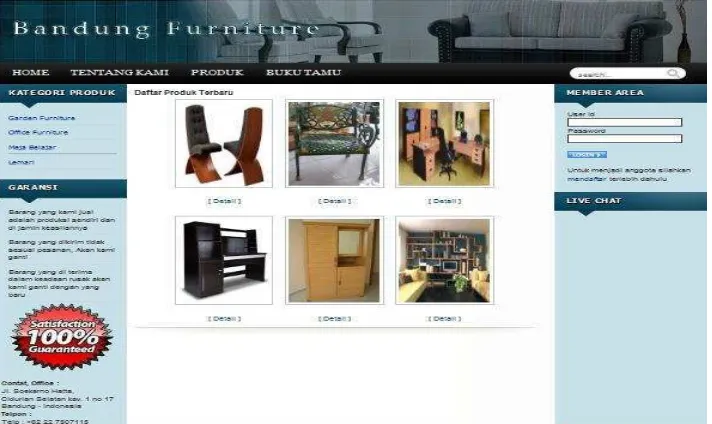 Gambar 5.12 Tampilan Website Bandung Furniture 