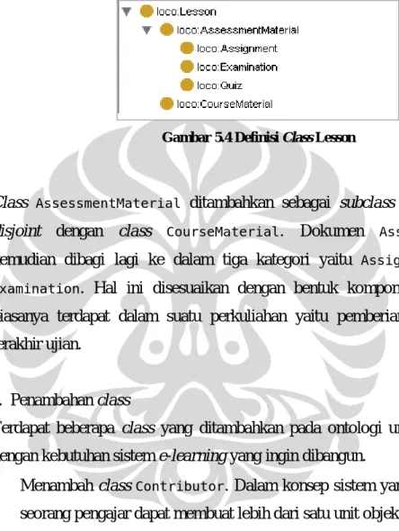 Gambar 5.4 Definisi Class Lesson 