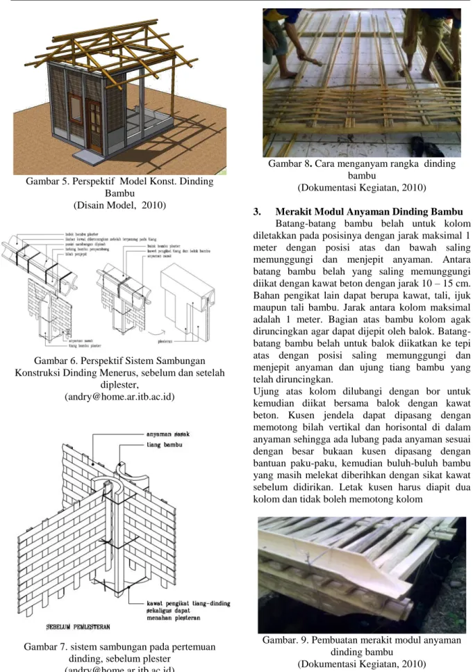 Gambar 6. Perspektif Sistem Sambungan  Konstruksi Dinding Menerus, sebelum dan setelah 