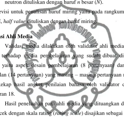 Tabel 4.3 Rangkuman Validasi Ahli Media  