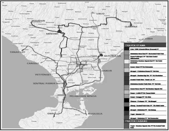 Gambar 1  Peta Jaringan Trayek Bus SARBAGITA  Jaringan  Trayek  Utama  (17  Trayek  