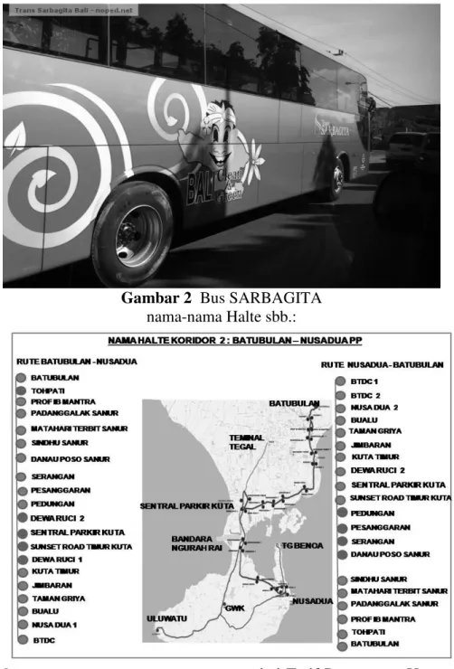 Gambar 2  Bus SARBAGITA  nama-nama Halte sbb.: 