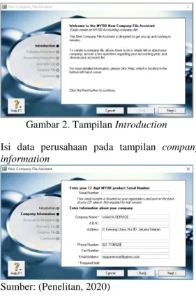 Gambar 2. Tampilan Introduction  c.  Isi  data  perusahaan  pada  tampilan  company 