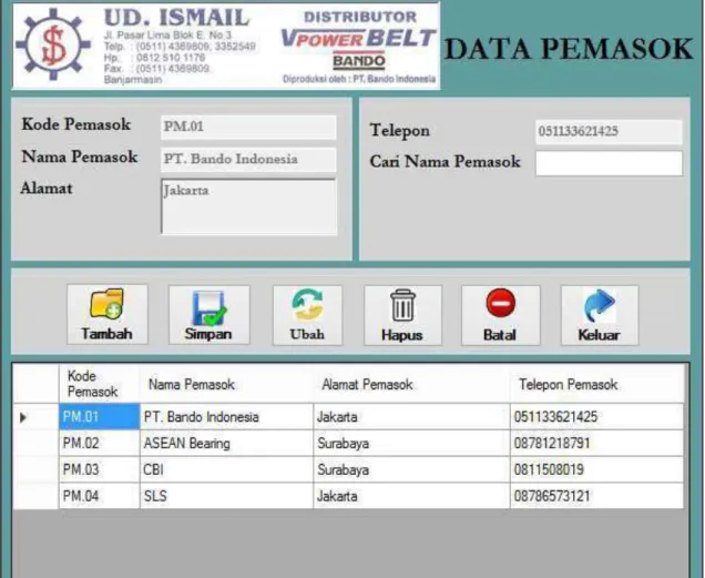 Gambar 42                                                                    Form Data Pemasok 