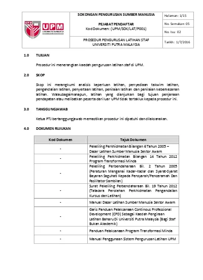 PEJABAT PENDAFTAR Kod Dokumen: (UPM/SOK/LAT/P001) Prosedur Ini ...