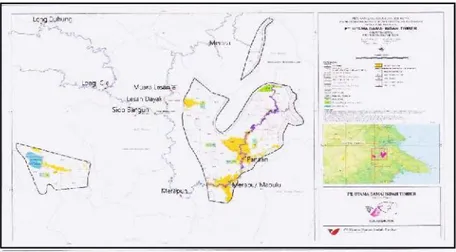 Gambar  2.2.  Lokasi  Desa  –  Desa  Dalam  Peta  Kerja  PT  Utama  Damai Indah Timber