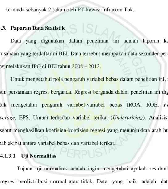 Tabel 4.8  Uji Normalitas 