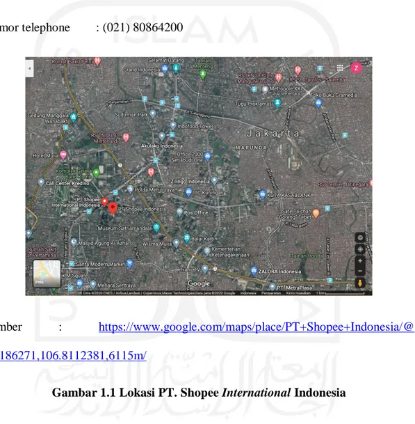 Gambar 1.1 Lokasi PT. Shopee International Indonesia 