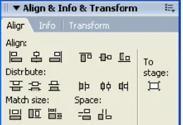 Gambar 9. Panel Align, Info dan Transform. 