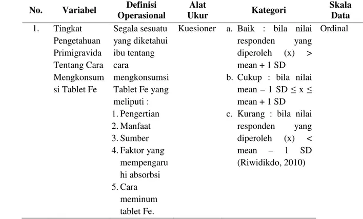 Tabel 3.2 Definisi Operasional 