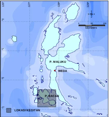 GAMBAR 2.1.  Peta lokasi pemercontoan daerah Yaba, Kabupaten Halmahera                 Selatan, Provinsi Maluku Utara