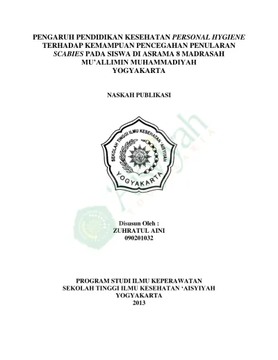 PENGARUH PENDIDIKAN KESEHATAN PERSONAL HYGIENE TERHADAP KEMAMPUAN 