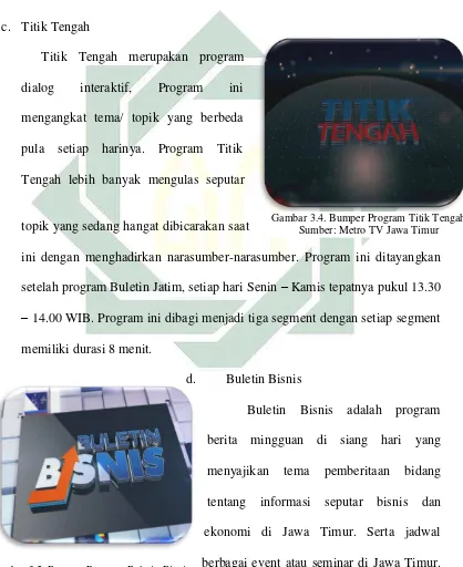 Gambar 3.5. Bumper Program Buletin Bisnis Sumber: Metro TV Jawa Timur 