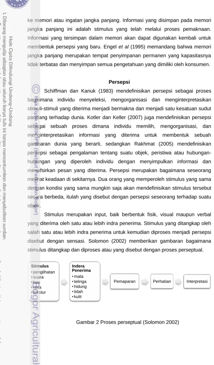Gambar 2 Proses perseptual (Solomon 2002) 