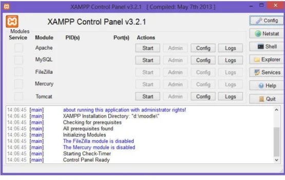 Gambar 1.18 Control Panel XAMPP 21. Hasil dari koneksi server dan basisdata