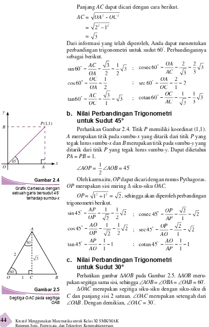 Gambar 2.4 Oleh karena itu, OP dapat dicari dengan rumus Pythagoras. OP merupakan sisi miring Δ siku-siku OAC.k Cartesius dengan 