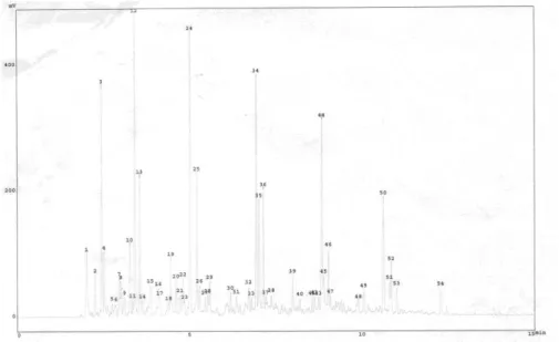 Gambar 3. Kromatogram CHP pada kondisi reaksi titik tengah No  Kode Kondisi  Konversi 