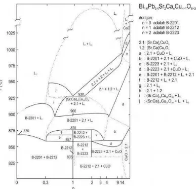 Gambar 5. Diagram fase superkonduktor BSCCO (Strobel dkk, 1992). 