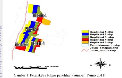 Gambar 1  Peta sketsa lokasi penelitian (sumber: Yunus 2011) 