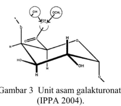 Gambar 3  Unit asam galakturonat   (IPPA 2004). 