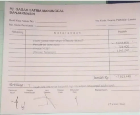 Gambar 4.6 Voucher Pengeluaran Kas  Sumber : PT Gagah Putra Satria Banjarmasin 