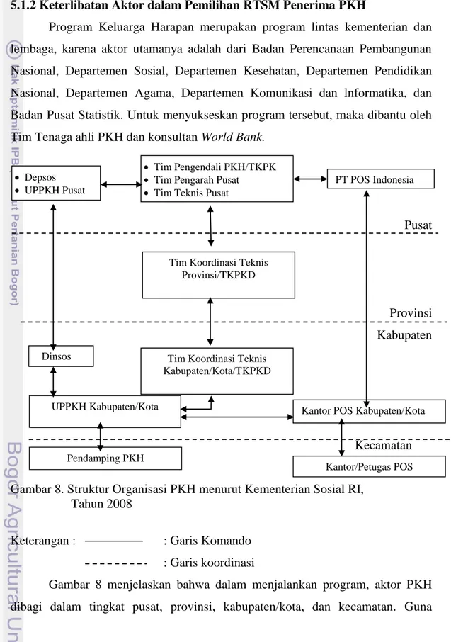 Gambar 8. Struktur Organisasi PKH menurut Kementerian Sosial RI,                     Tahun 2008 