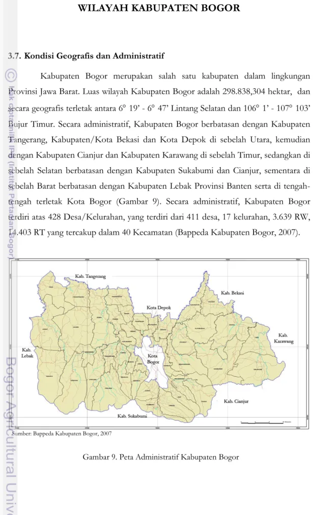 Gambar 9. Peta Administratif Kabupaten Bogor 