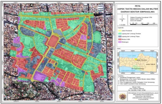 Gambar 2. Peta Aspek Taktis Medan Dalam Militer daerah Simpang Lima Kota  Semarang. 