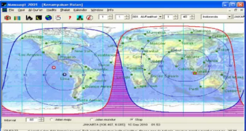 Gambar tersebut menunjukkan hasil overlay peta ketinggian bulan dan ketinggian matahari pada tanggal 8, 9 dan 10 September 2010
