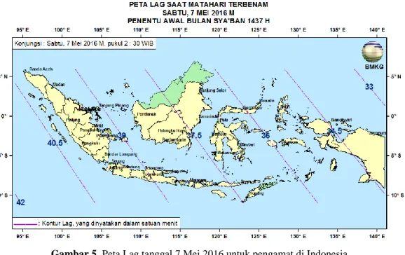Gambar 5. Peta Lag tanggal 7 Mei 2016 untuk pengamat di Indonesia 
