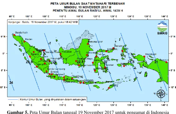 Gambar 5. Peta Umur Bulan tanggal 19 November 2017 untuk pengamat di Indonesia 