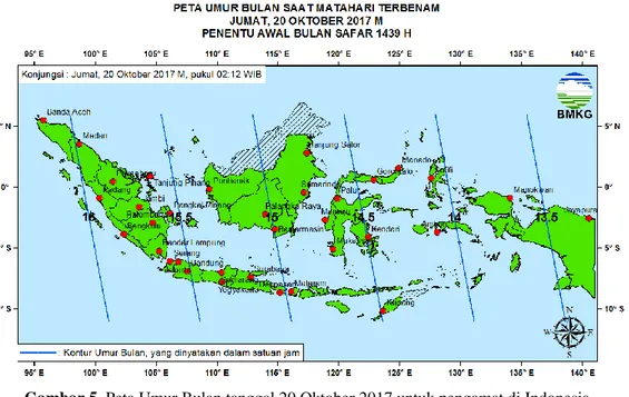 Gambar 5. Peta Umur Bulan tanggal 20 Oktober 2017 untuk pengamat di Indonesia 