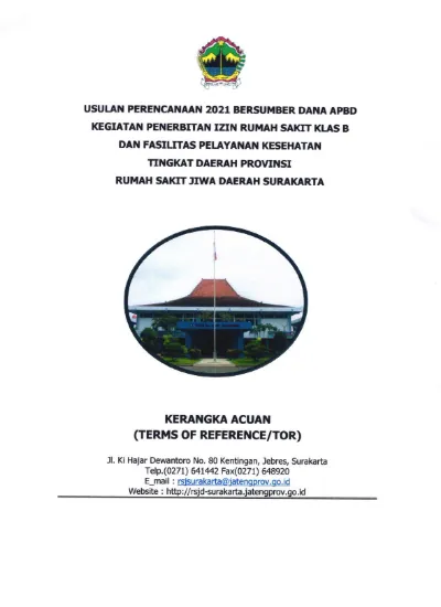 KERANGKA ACUAN (TERMS OF REFERENCE/TOR) TINGKAT DAERAH PROVINSI ...