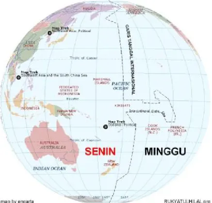 Gambar 1.  Garis Tanggal Internasional 