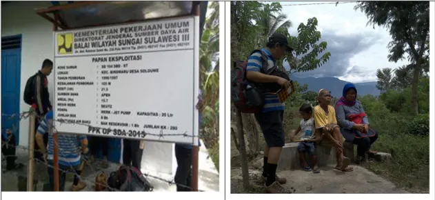 Gambar 3. Profil dan situasi salah satu sumur bor dan P3A di Kabupaten Sigi    (dokumen penulis, 2016) 