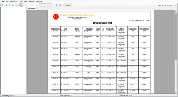 Gambar 1.22 Halaman Tampilan Shipping Report 