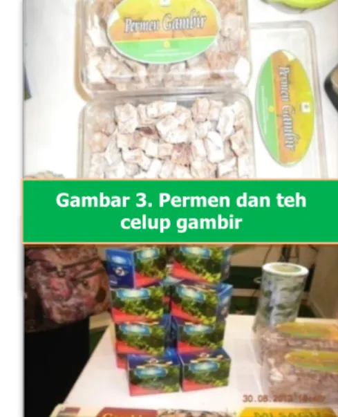 Gambar 3. Permen dan teh  celup gambir  