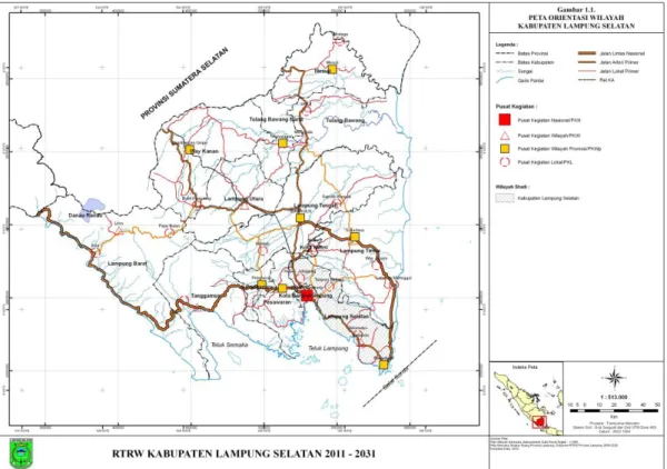 Gambar 1  Peta Orientasi Wilayah  Kabupaten Lampung Selatan 