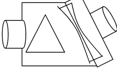 Gambar 1 menunjukan simbol segitiga sebagai prisma, simbol bikonkaf sebagailensa cekung.