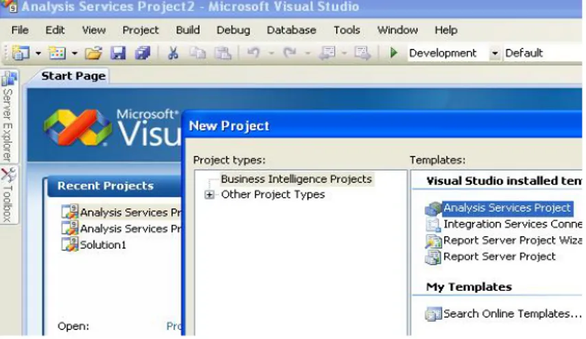Gambar 5 New Project pada SQL Server Business Intelligence Development Studio 2008 