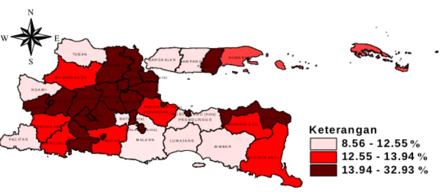Gambar 4.4. Persebaran Penduduk Tamat SMA Sederajat di Jawa Timur 