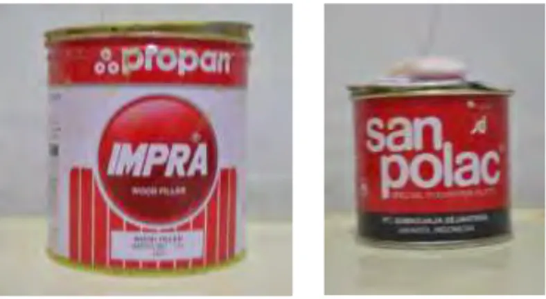 Gambar 2. 9 Dempul planer (Impra) &amp; dempul plastik (San polac)  (Sumber : pribadi) 